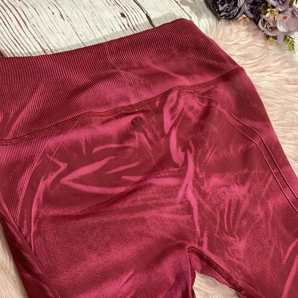 Lululemon Ebb to Street Tight Red WashStone Wash Chianti Leggings